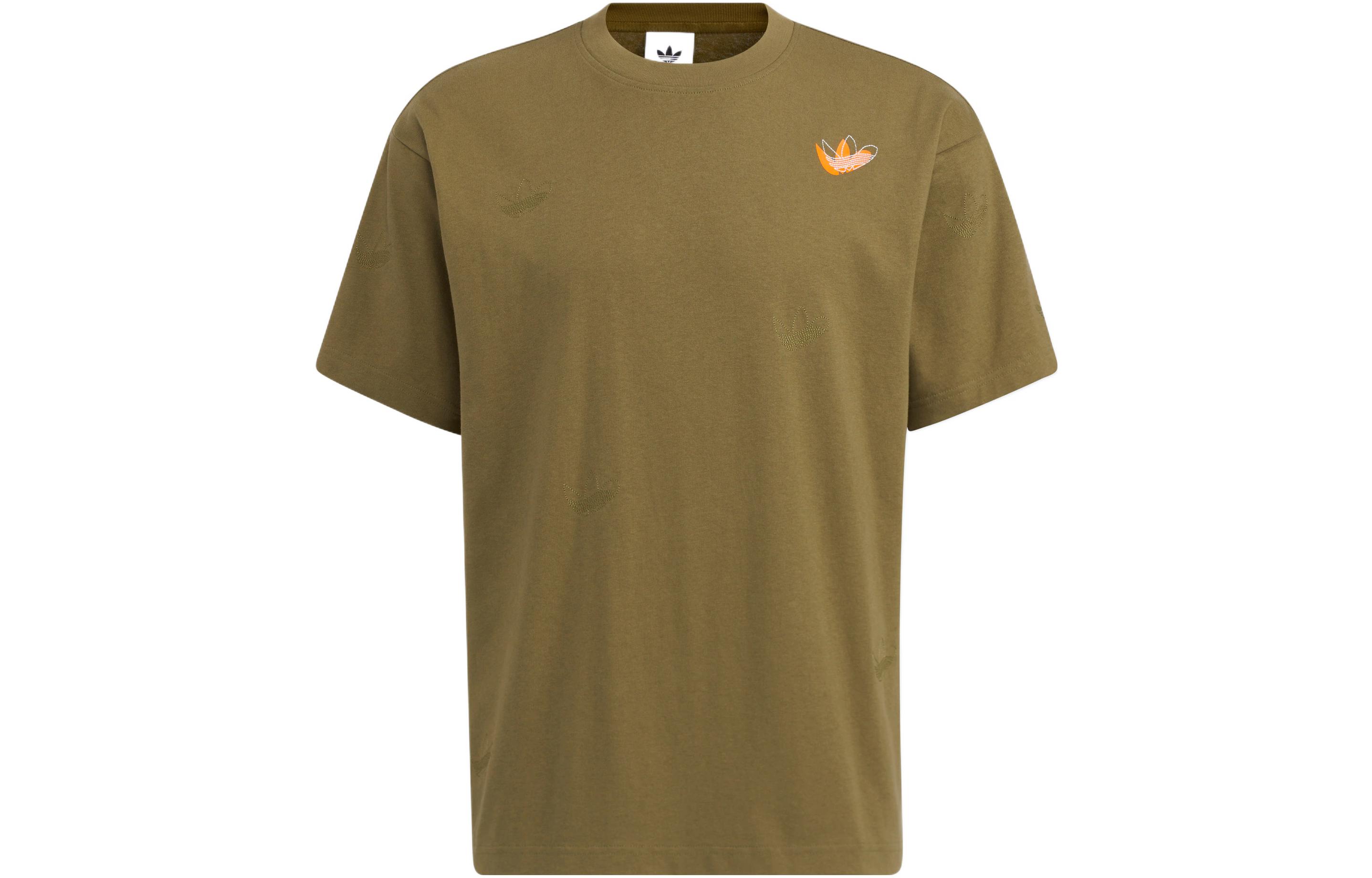 Adidas Originals Drop Shoulder Sleeve T Shirt Unisex Dark Olive Green HS1915 XL