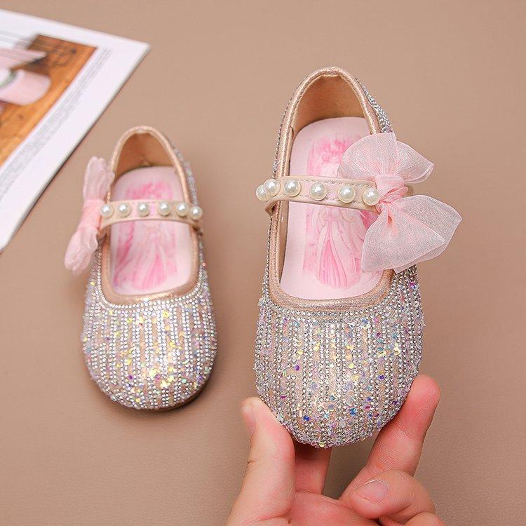 

Girls Shoes Children s Princess Leather Shoes Spring and Autumn New Style Spring Baby Crystal Single Shoes Girls Soft Sole 32Code：Inner Length20.0 розовый