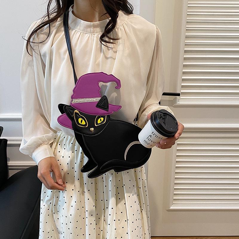 Ins Cute Cat Small Bag 2025 New Japanese Cartoon Girl Xiaohongshu Same Shoulder Small Round Bag Pu