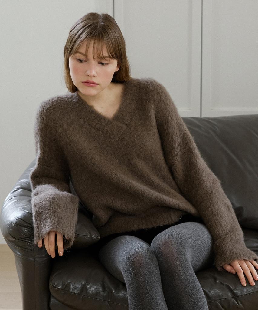 LETTERA Alpaca Wool V-Neck Knit_2Color