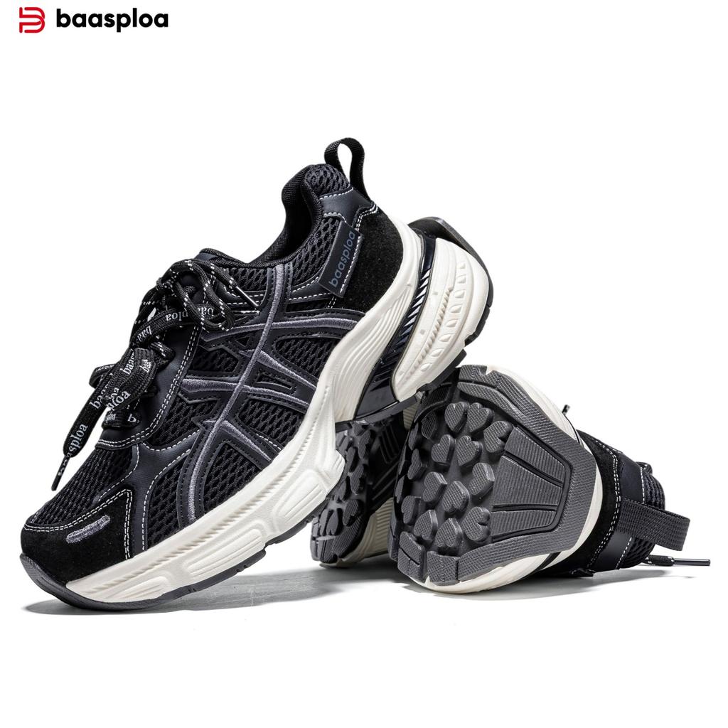 BAASPLOA Damen-Sportschuhe mit dicker Sohle, Laufschuhe aus Mesh, Freizeitschuhe, Wanderschuhe, Studentenschuhe, flache Schuhe, Tennisschuhe, atmungsaktiv
