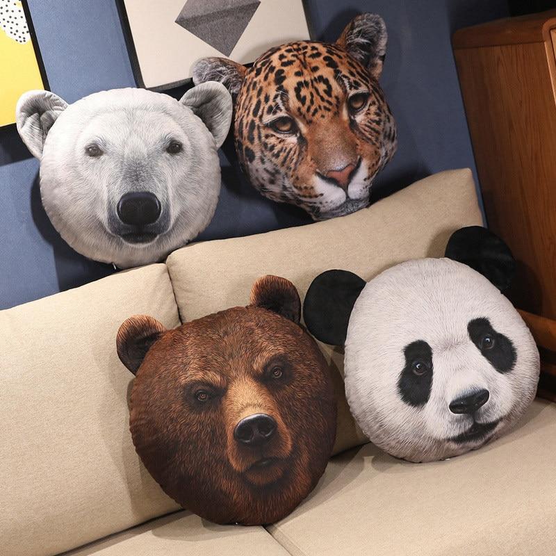 Simulation Animal Head Pillow Pig Bear Panda Doll Soft Realistic Toy Kids Birthday Gift Home Decoration Stylish Appearance Practical Daily Use