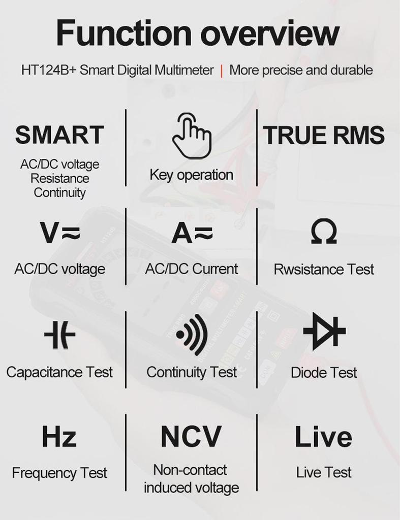 HT124A+/B+ Digital Multimeter: High Precision Voltage Meter for Home Use