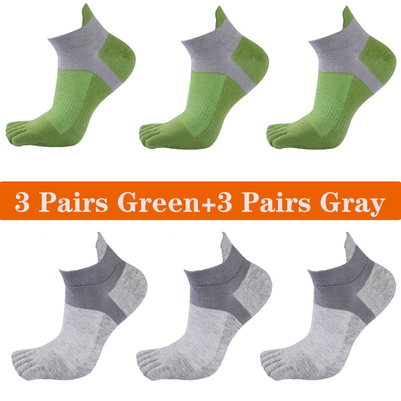 6 Pairs Toe Socks Men Cotton Striped Ankle Socks Sport Breathable Mesh Shaping Anti Friction No Show Short Sock With Five Finger
