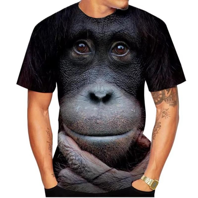 Tricou casual pentru bărbați cu design 3D Spoof Gorilla Funny Monkey Tricou Funny Pout Monkey Imprimare 3D Cămașă cu mânecă scurtă de vară Bărbați