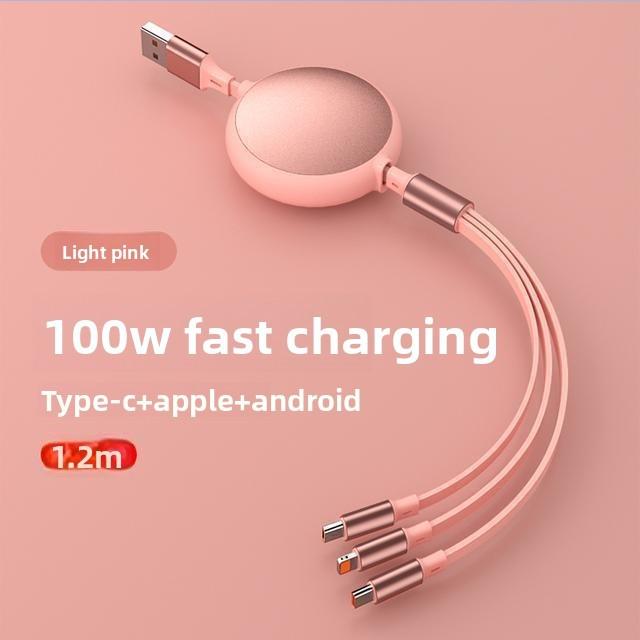 Universal 100w 3in1 Tpe Fast Charging Data Cable For Car And Phone Use
