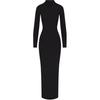 Weiches Lounge-Rollkragen-Langkleid Damenkleid Onyx-Achat DS-DRS-6331W-ONX