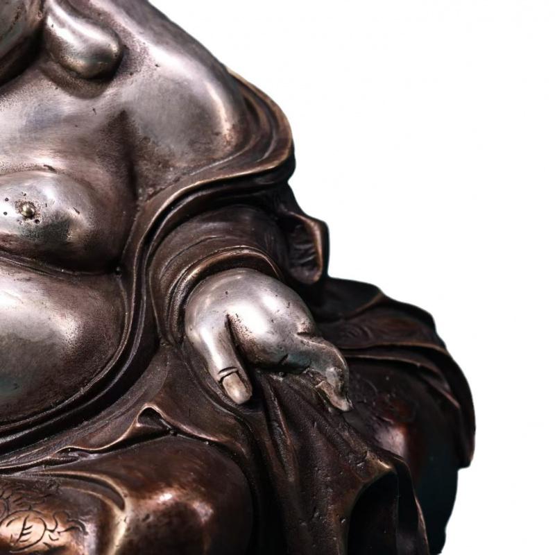Antique Copperware Collection White Copper Maitreya Ornament Home Decoration Craft Big Belly Bag Buddha Opening Gi