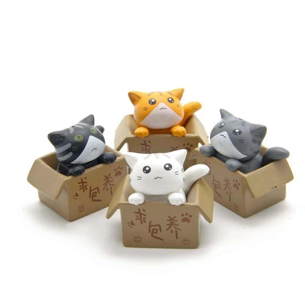 Garden Decoration Crafts Ornament PVC Kitten Kitty Model Poor Box Cat Car Figurine Small Statue
