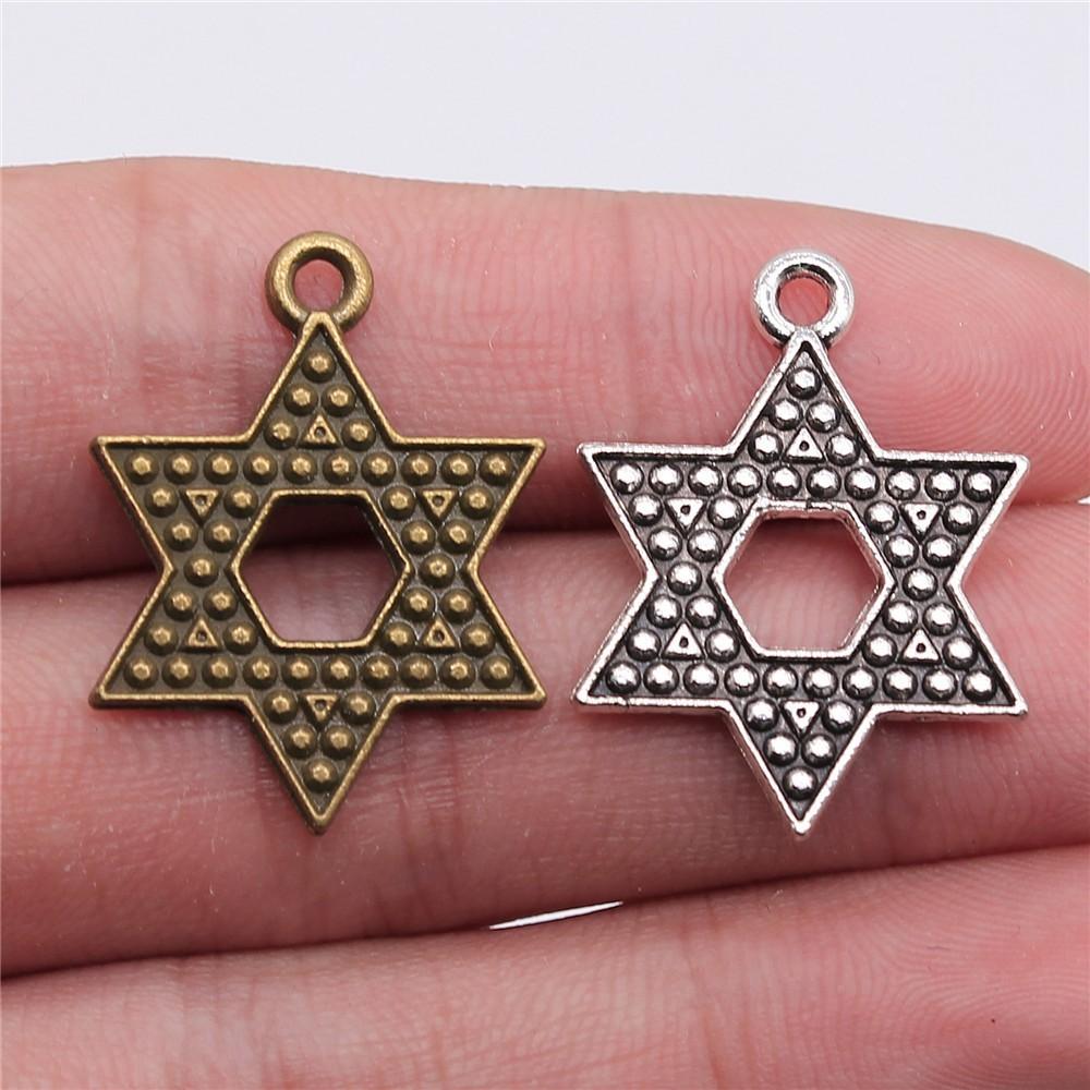 Hexagram Star of David Amulet Charm Antique Bronze Zinc Alloy Jewelry Making Supplies Craft Supplies Jewelry Charms