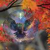 2D Metal Wind Spinner with Glowing Green Eyes and Wings Rotates 360 Degrees for Outdoor Garden Decor Perfect for Christmas Thanksgiving Patio