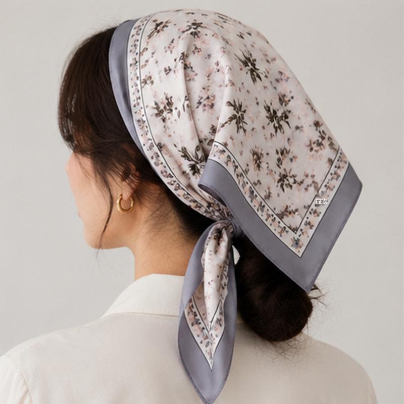 90cm High-End Retro Floral Silk Scarf - Neck, Outerwear, Bag Decoration, Hair Band, Headband