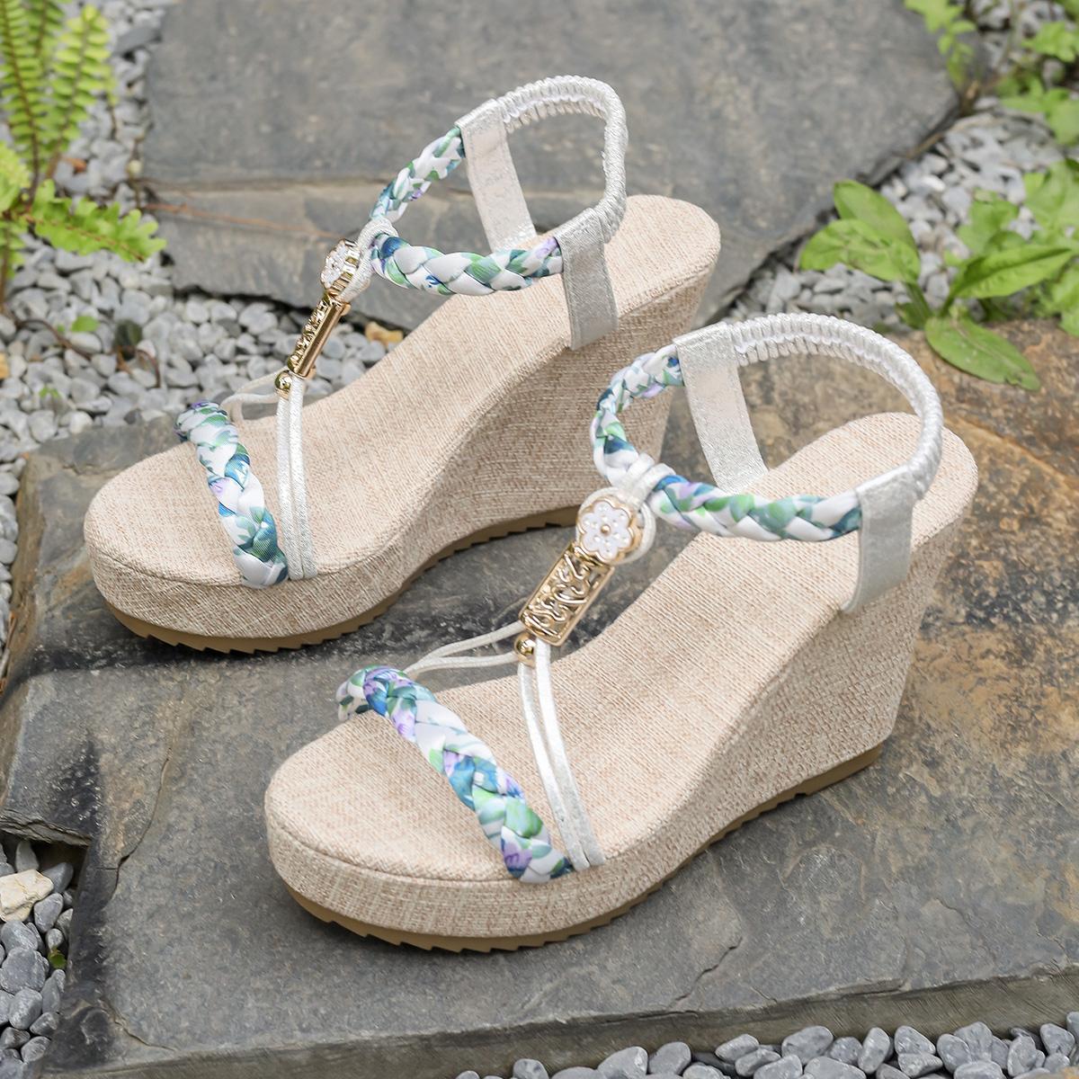 

Fashion Women Shandals Fashion T-Strap Platform causal Sandals Women Wedge Shoes Woman Summer Daily Open Toe High Heels Sandalias Female 35 белый