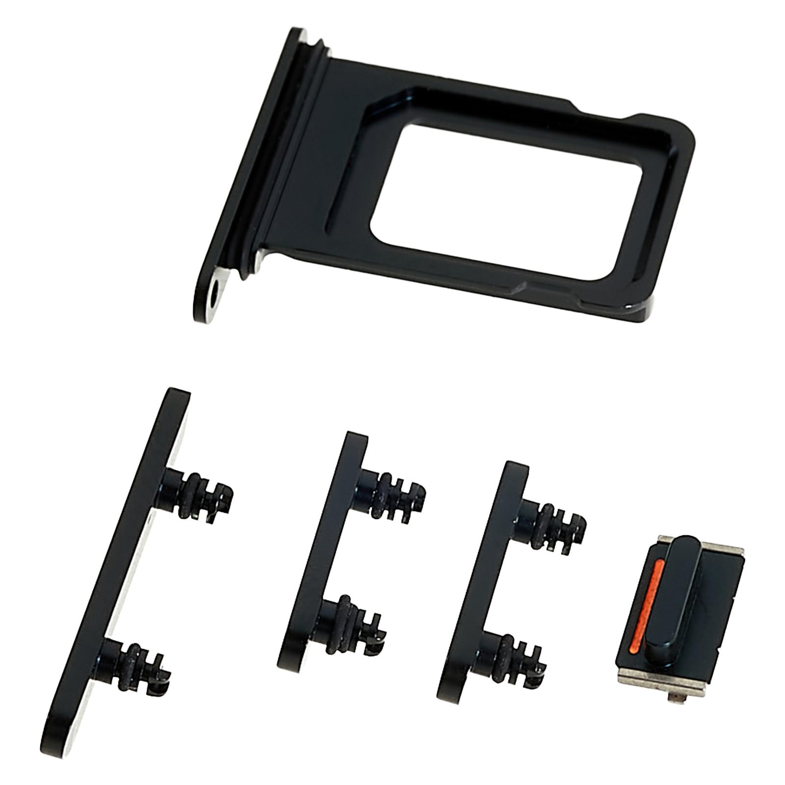 

For iPhone 14 Side Buttons Set+SIM Card Tray Repair Part (Mute/Power/Volume Buttons+SIM Card Tray) (without Logo) Midnight