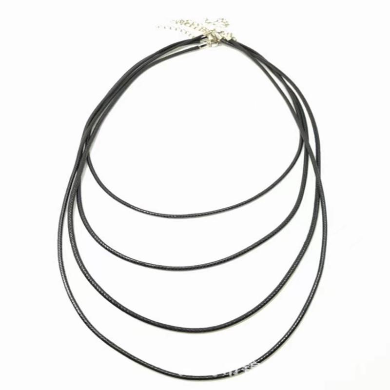 Koreański naszyjnik z woskowanej nici z zapięciem typu homar - czarny skórzany wisior na sznurku do biżuterii DIY i łańcuszków na swetry