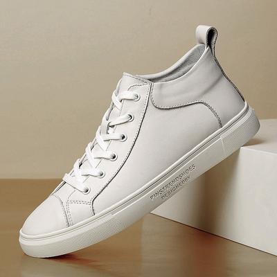 Herren Casual Uni Herren Weiße Schuhe Echtes Leder Sneaker Hohe Qualität Schwarze Flats Atmungsaktiv Freizeitspaziergang Luxus Stiefeletten