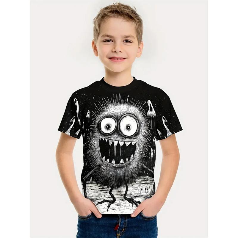 Letní dětské chlapecké oblečení Tričko s 3D potiskem kočky Tričko s krátkým rukávem Dětské oblečení Módní tričko pro chlapce Top Tričko