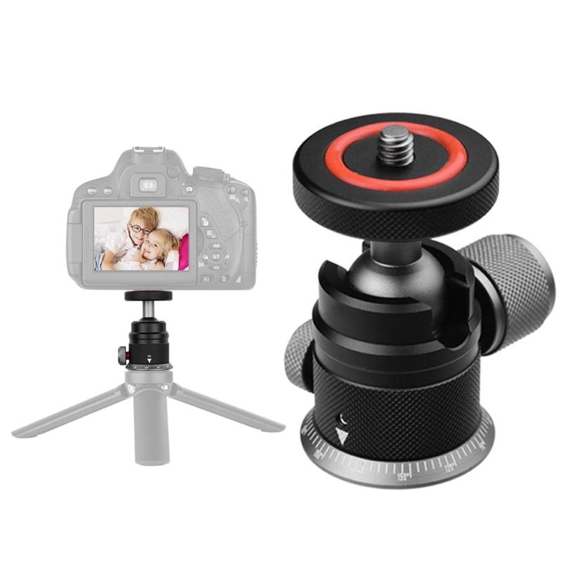 Aluminum Ball Head 90 Degree Tilt 360 degree Rotation Camera Mount Adapter for DSLR Cameras Smartphone