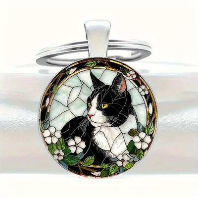 Retro Stained Glass Alloy Keychain