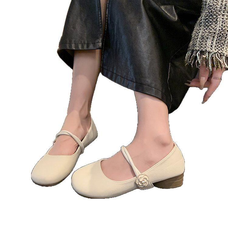French Gentle Mary Jane Shoes Women's Spring 2025 New Models with Skirts Versatile Single Shoes Shallow Soft-soled Beanie Shoes
