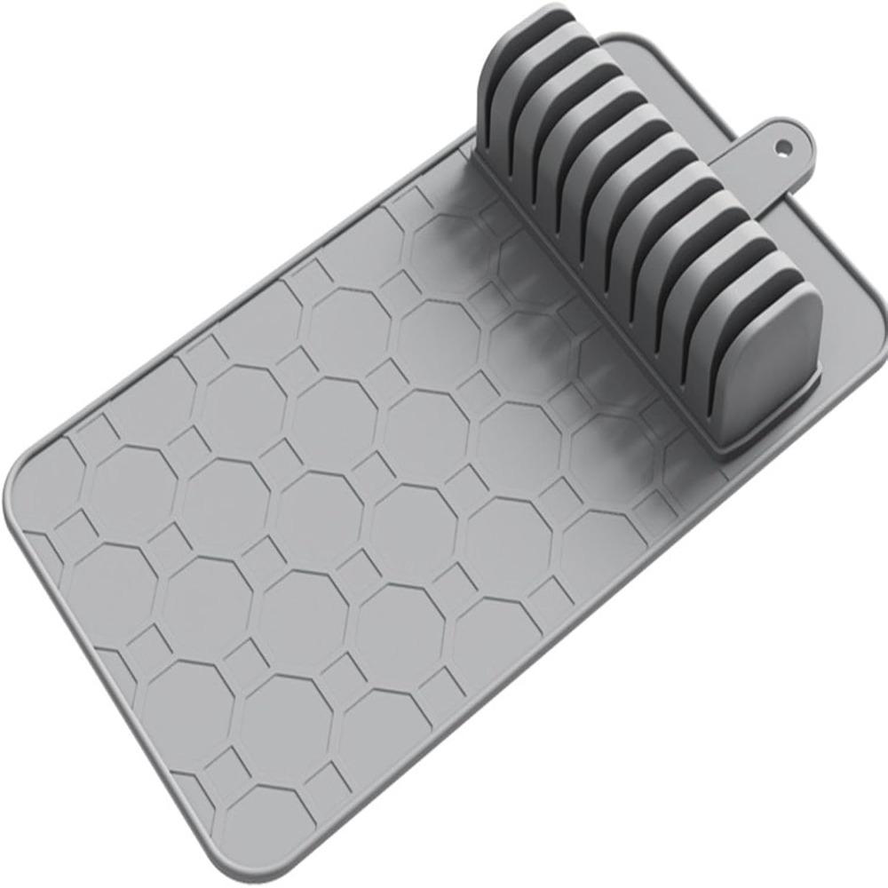 10 Compartments Kitchen Knife Mat Anti-Slip Base Knife Storage Mat Cutlery Drawer Insert Home Use