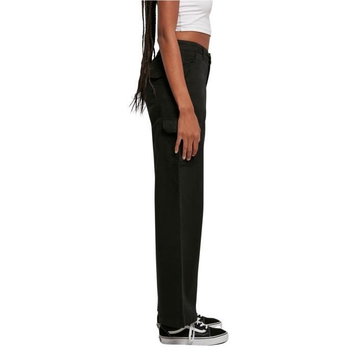 Cargo Pants - Urban Classics - Black - High Waist - Straight Leg - Cargo Pockets