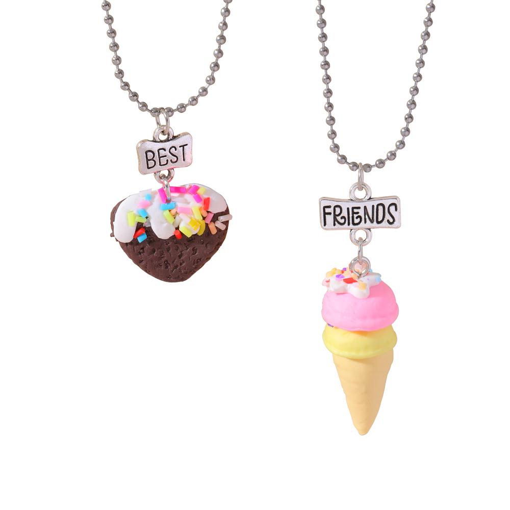 15 Stil Polymer Clay Anhänger Best Friends Halsketten Set BFF Fimo Regenbogen Lutscher Eiswaffeln Anhänger Perlen Kette Kinder Geschenk