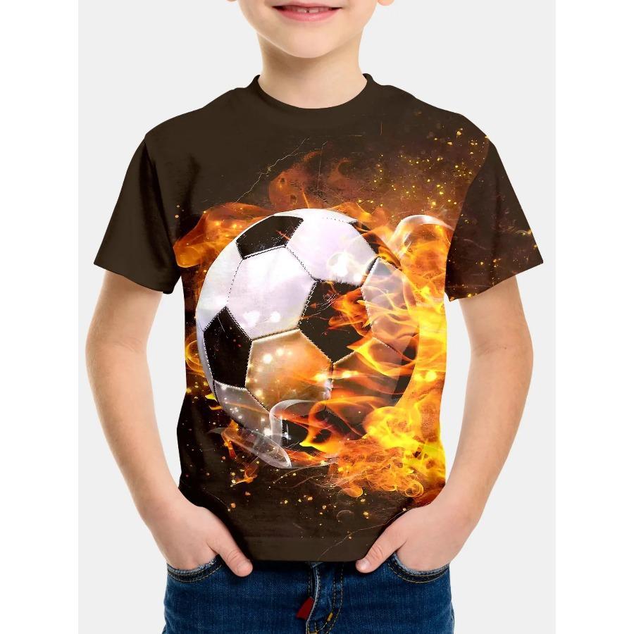 Kids T-shirt Soccer Football Print T-shirt Fashion Casual Short Sleeve Tees Summer Boy and Girl Tees Tops Clothing