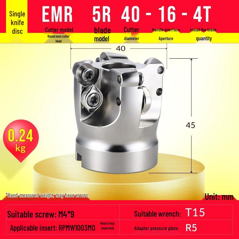 EMR Face Milling Round Nose CNC Tool Holder BT40 R5 Extended Cutter Head