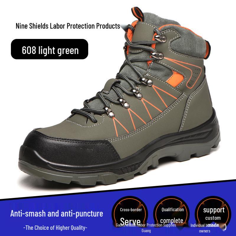 All-Season High-Top Microfiber Leather Work Boots: Anti-Smash, Anti-Puncture, Wear-Resistant, Comfortable for Long Standing