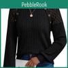 Neck Round Womens Long Sleeves Solid Color Hollow Button Long Sleeve Casual Splicing Top