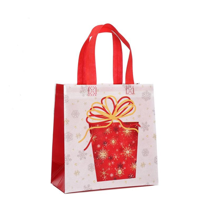 Reusable Nonwoven Christmas Gift Bag With Cartoon Print Waterproof Tote Party Favors Takeout