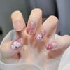 24Pcs Red Sweetheart White Checkerboard Press On Nails Removable Fake Nail Tips Art Acrylic Manicure