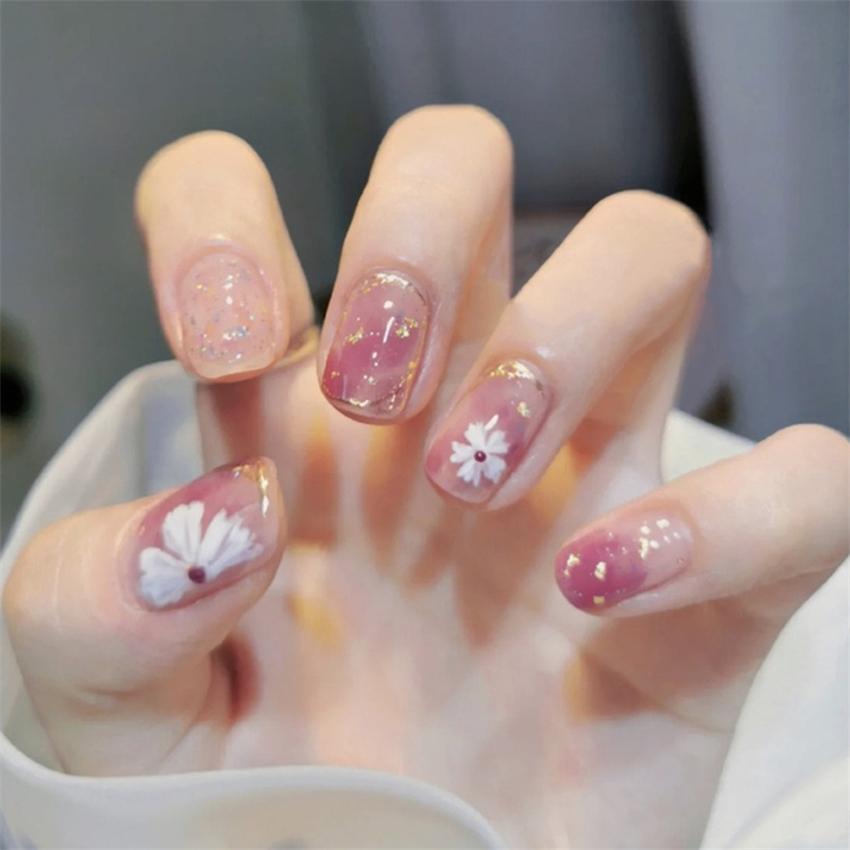 24Pcs Red Sweetheart White Checkerboard Press On Nails Removable Fake Nail Tips Art Acrylic Manicure