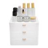 3-Layer White Desktop Storage Organizer with Drawers and Top Platform Durable PP Material Space-Saving Desk Organizer