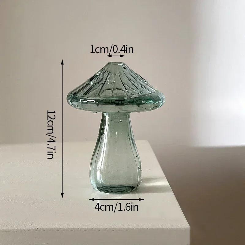 Transparent Mushroom Glass Vase Hydroponic Flower Pot Creative Desk Decorative Vase Aromatherapy Bottle Home Office Decorations