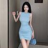 Petite slim-fit, hip-hugging short skirt, niche pure and alluring style, sweet and spicy, sexy tight slimming tank top, sleeveless dress for summer