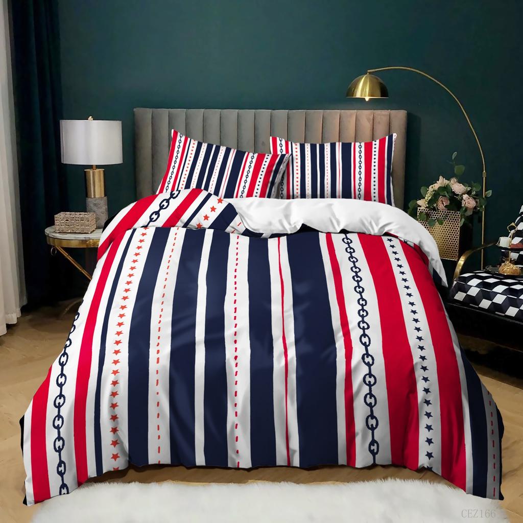 3D Striped Pattern National Flag Bedding Set Men Boy Duvet Cover Pillowcases 2/3pcs Single Double Bed Cover Gift Home Textile