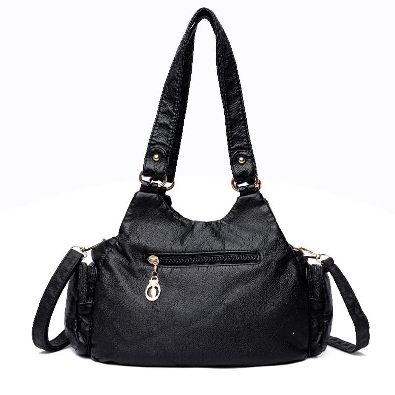 Bolso de Hombro Vintage de Cuero PU Bolsos Multibolsillos para Mujer Casual Gran Capacidad Chica Retro Diseñador Bandolera Bolsos Hobo
