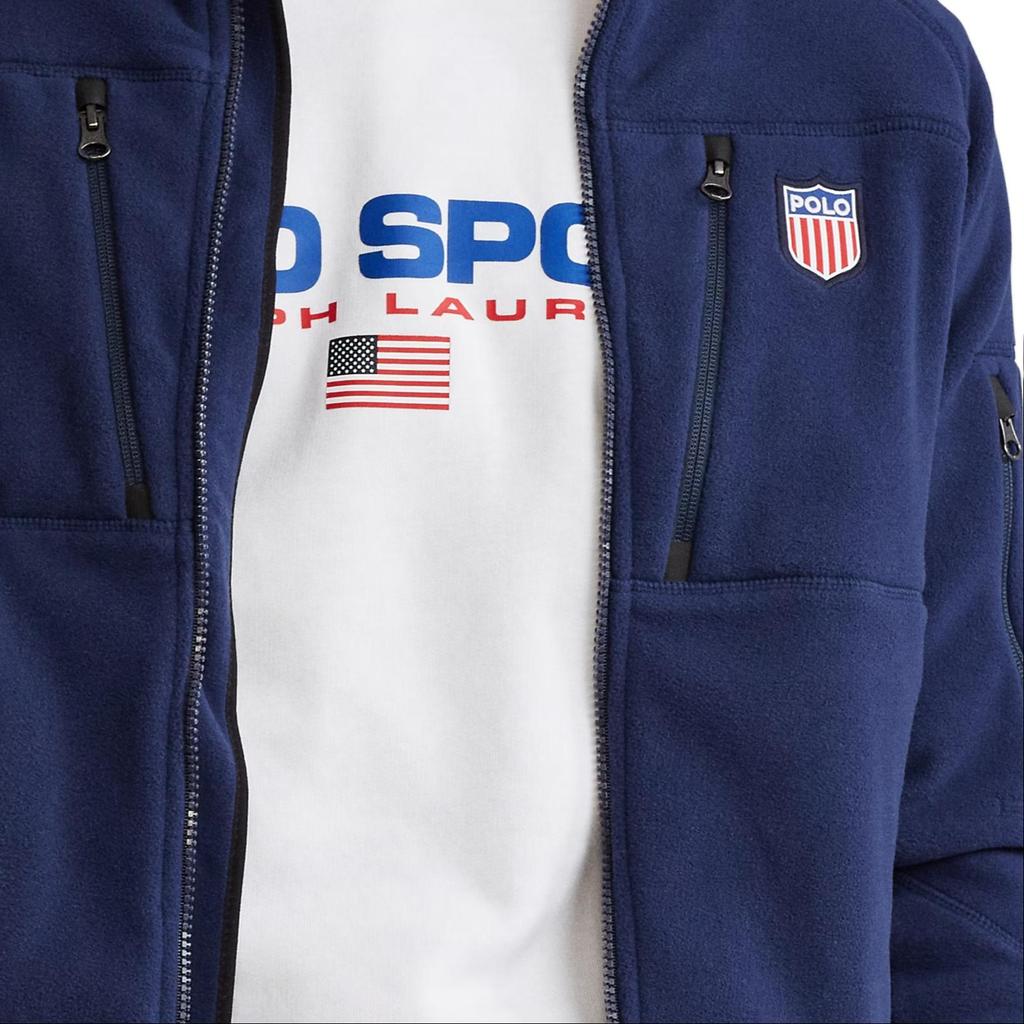 Polo Ralph Lauren Solid Color Long Sleeve Fleece Double Zipper Logo Jacket Men Jackets Navy-Blue MNPOKNI16820315-410