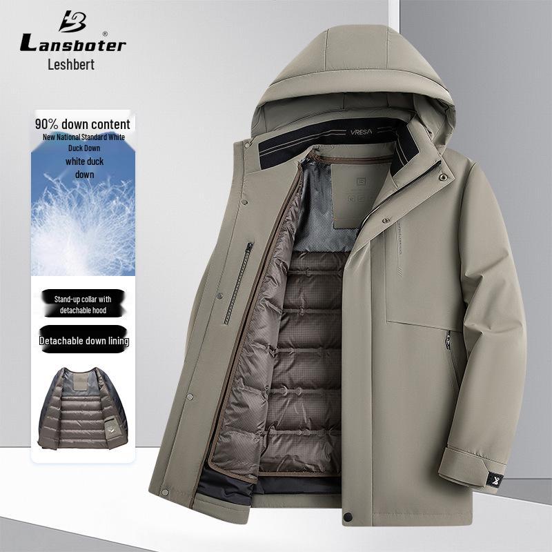 Men's Winter Down Jacket with High-Grade Graphene Lining and Detachable Liner - Thick and Warm for Father's Wear