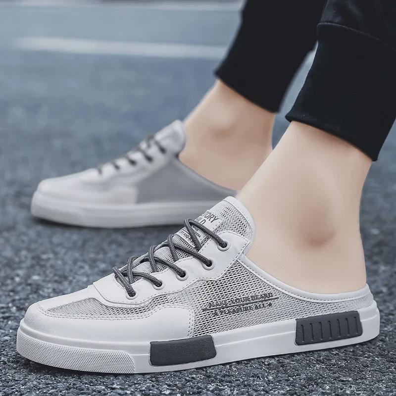 "Men's Summer Breathable Mesh Slip-On Sneakers: Trendy Closed-Toe Casual Shoes for Teens"