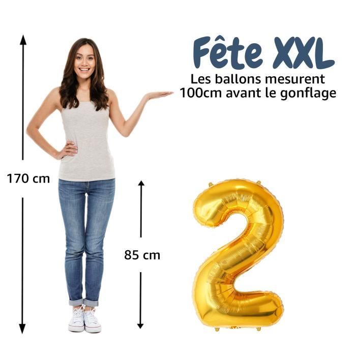 Ballon chiffre - funfest - 2 ans - or - 100cm - aluminium de qualité supérieure