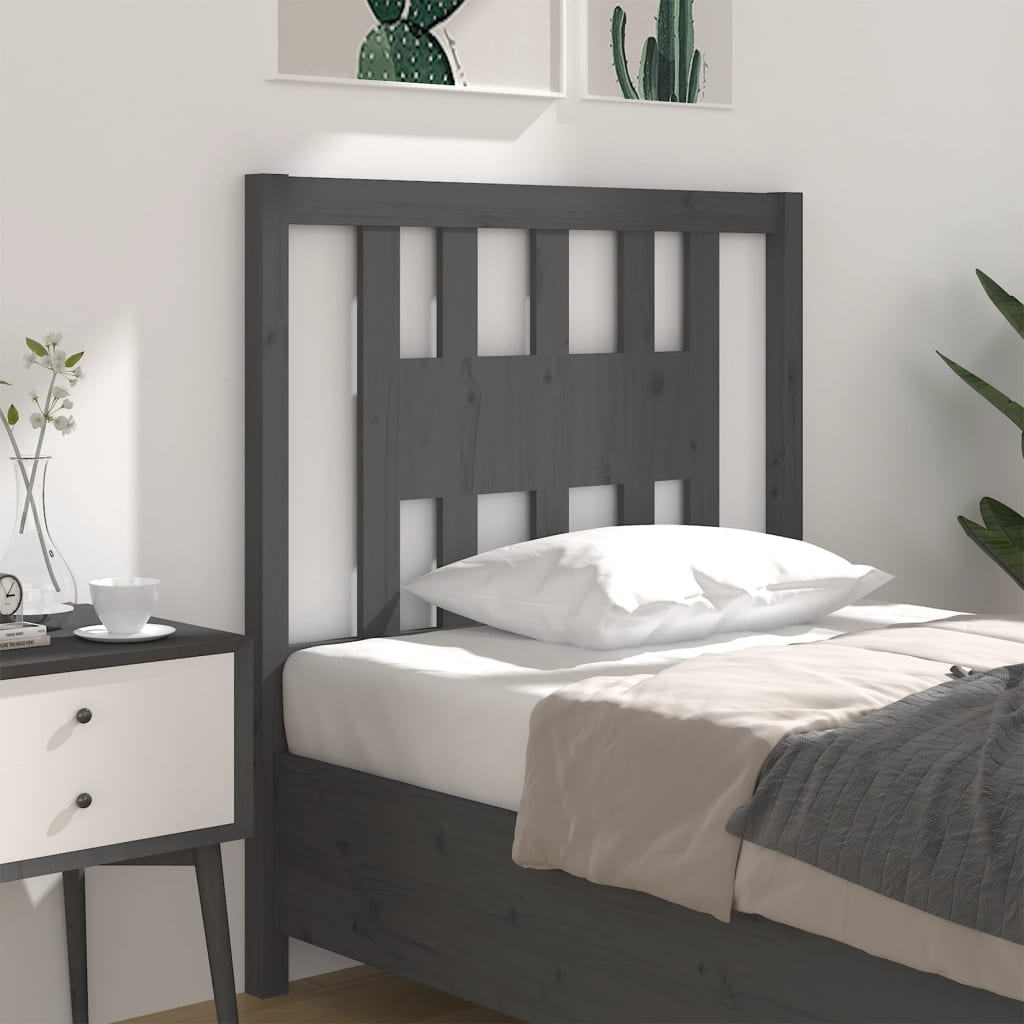 Headboard Grey 96x4x100 cm Solid Pine Wood