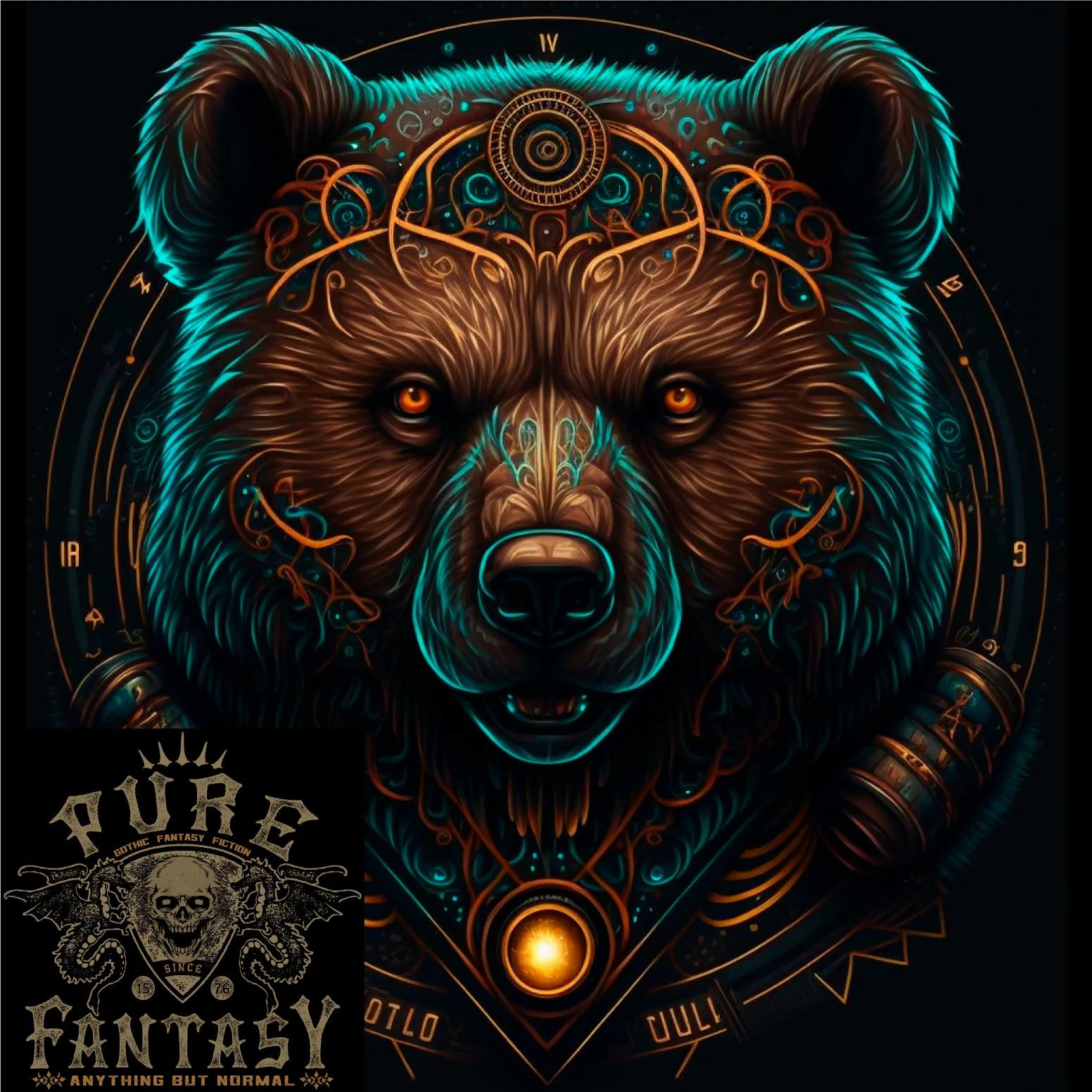 A Fantasy SCI-FI Grizzly Bear of the Future Mens Cotton T-Shirt Tee Top XXL