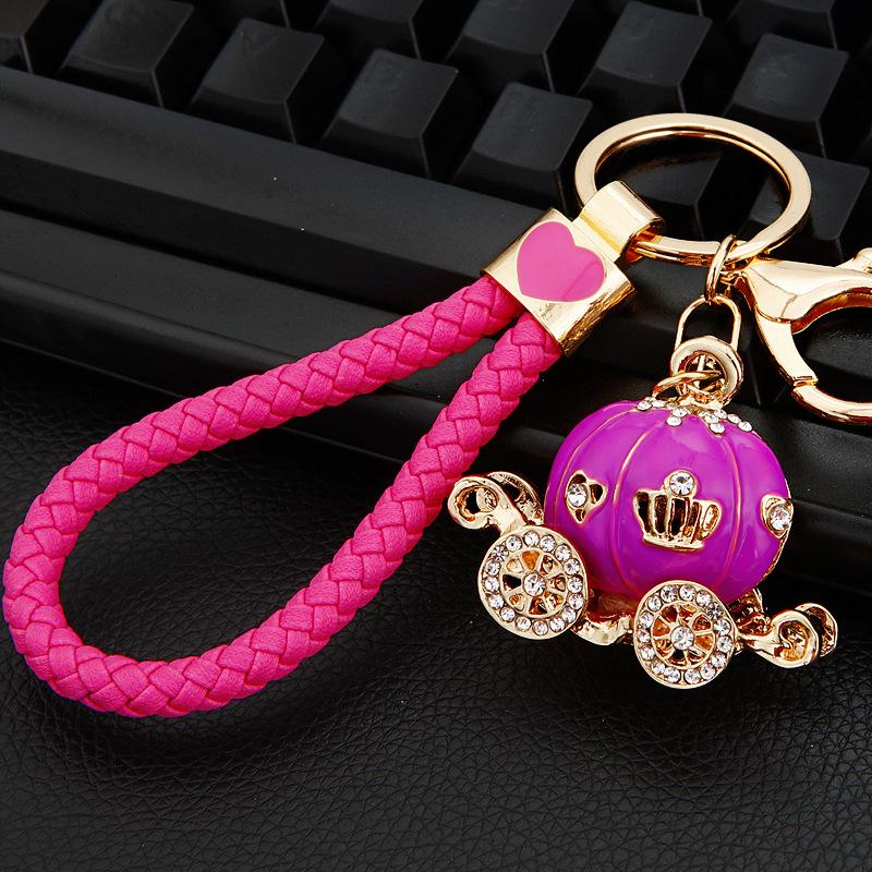 Europe And America Sale Rhinestone Pumpkin Carriage Diamond Studded Advanced Exquisite Bag Pendant Keychains Bag Charm