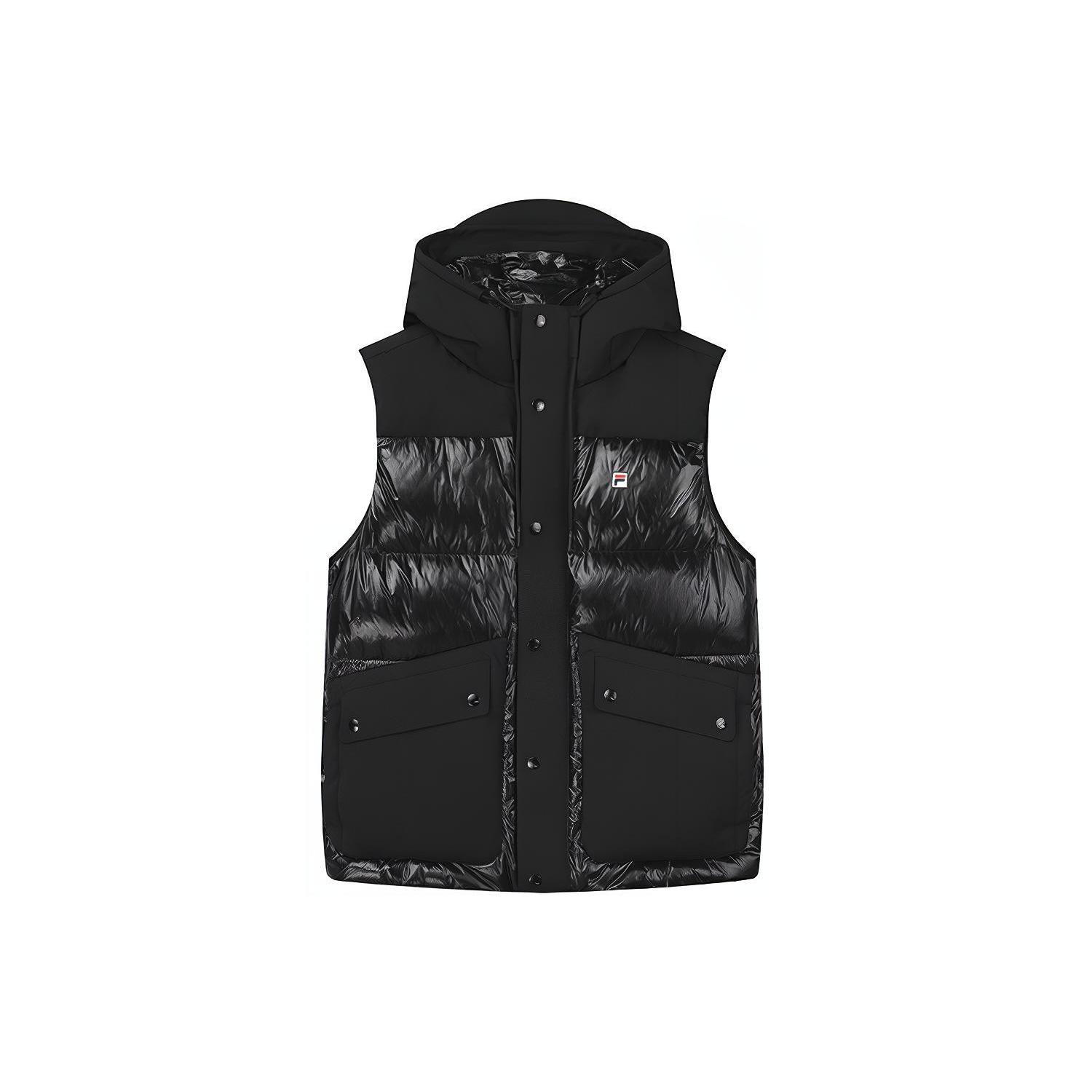 FILA Down Vests Men s Jet Black Hooded Non detachable Moderate Other F11M148906F-BK M