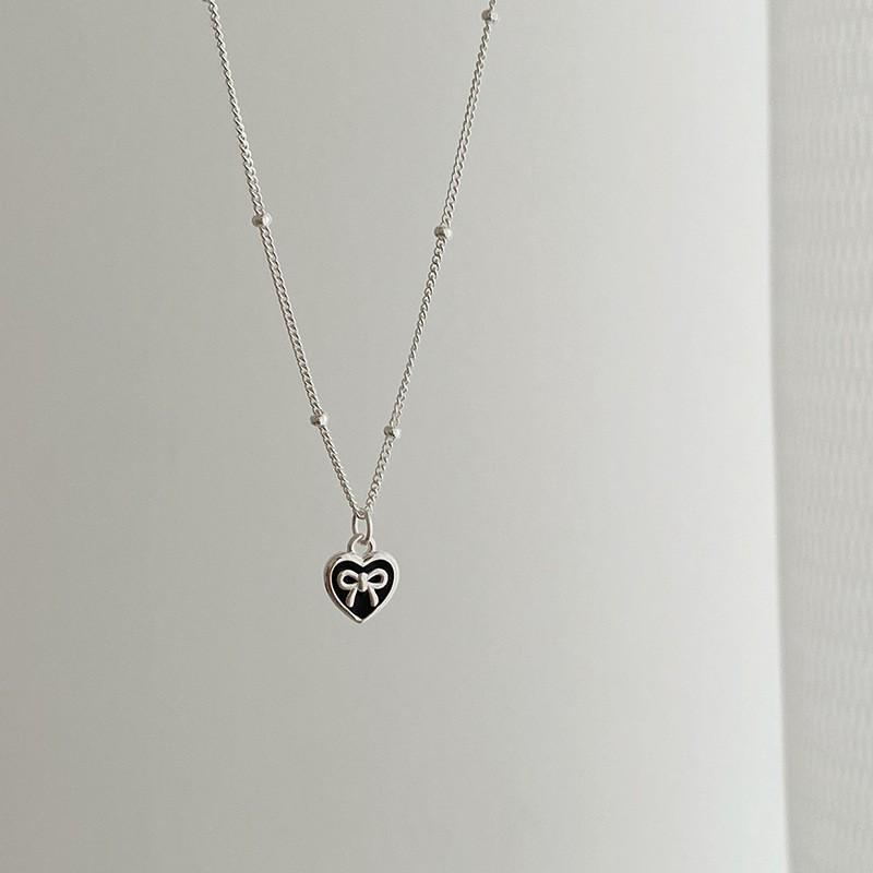 Black Heart Bow Necklace, Simple Versatile Fashion for Women