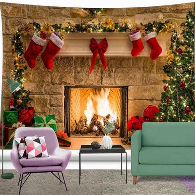 INS Style Christmas Wall Tapestry for Bedroom and Living Room, Brushed Cloth, 90g/sqm