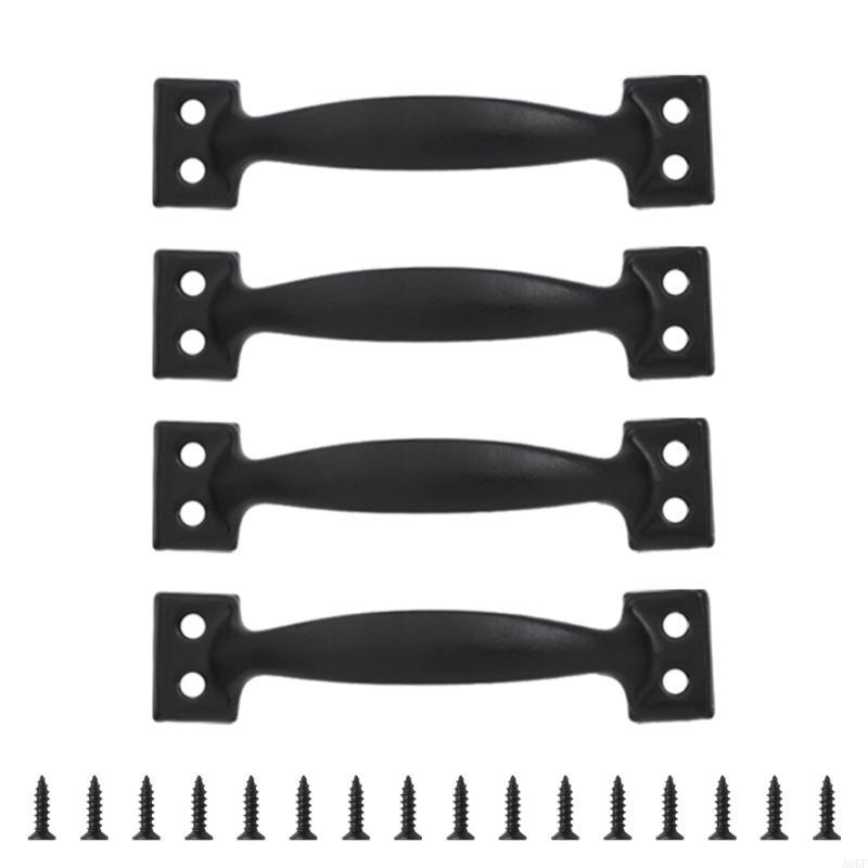 Set Of 4 Drawer Pulls for Kitchen Or Garage Cabinets Iron Barn Door Knob Handles A0KF